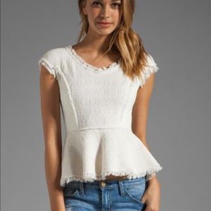 Rebecca Taylor | Leather and Tweed Peplum Top | 4